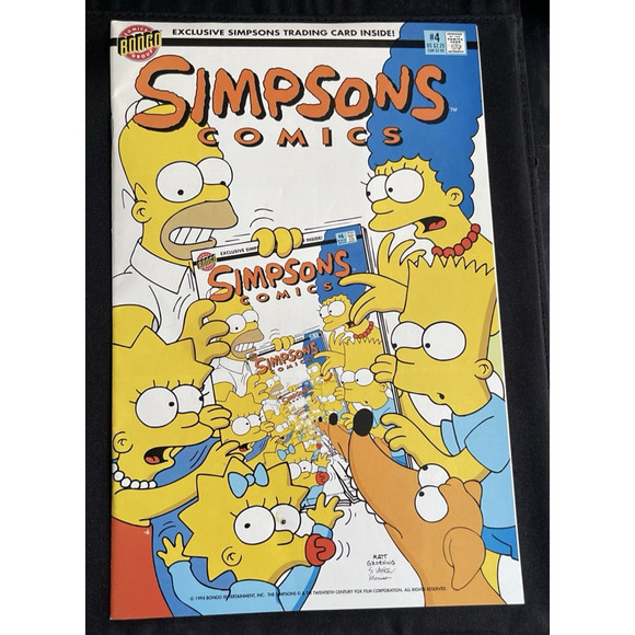 SIMPSONS COMICS 4 NEWSSTAND NO TRADING CARD (1994, BONGO COMICS) VF Comics - Picture 1 of 3